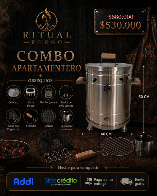 BARRIL Ahumador Asador Premium Acero inoxidable + Obsequios | RITUAL FUEGO